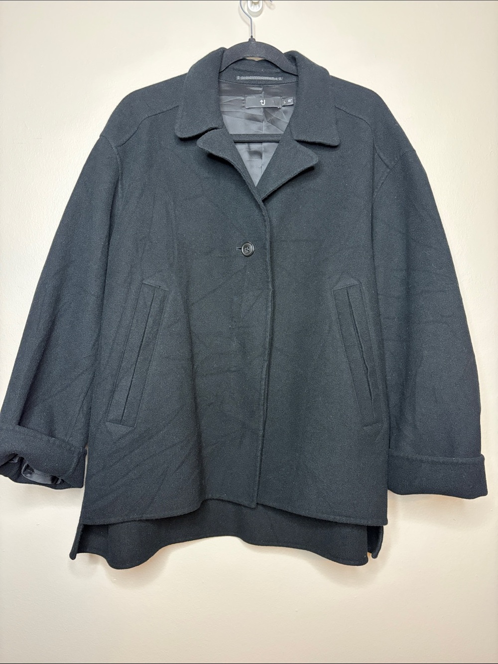 Uniqlo +J Jil Sander Double Face Wool Shirt Jacket Black L Excellent